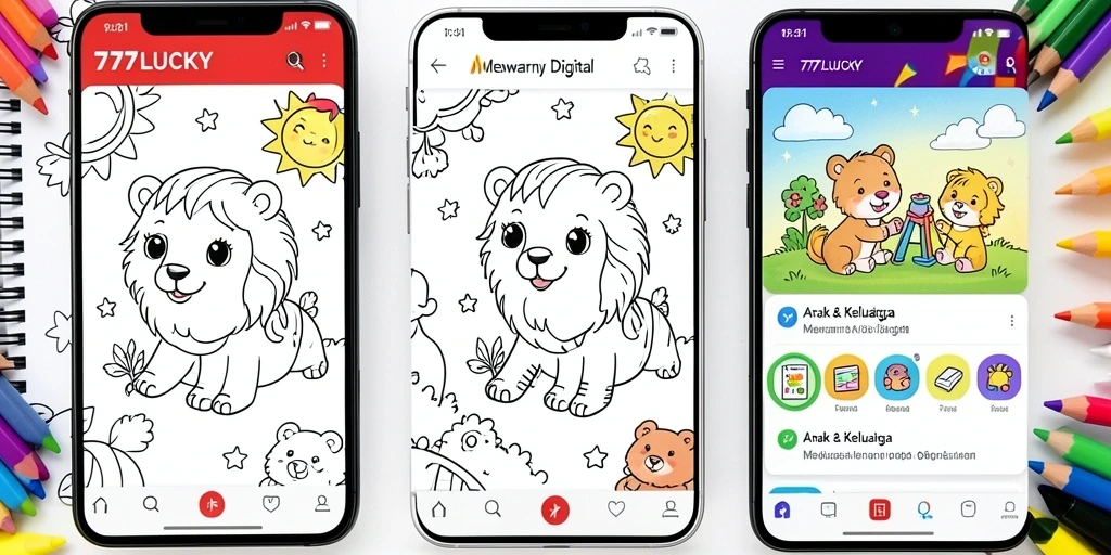 Antarmuka menarik dari aplikasi Mewarnai Digital 777LUCKY.