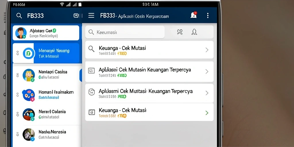 Antarmuka FB333 yang jelas untuk cek mutasi keuangan.