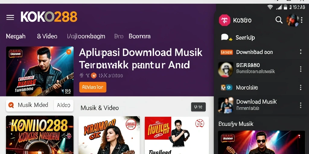 Tampilan antarmuka KOKO288 yang sederhana dan fungsional untuk Download Musik.