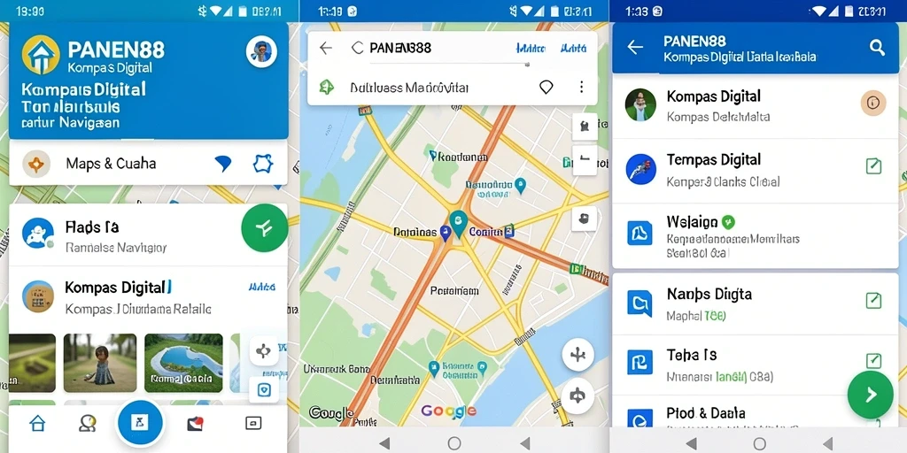 Tampilan antarmuka utama PANEN88 yang menunjukkan fungsi kompas digital.
