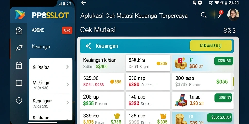 Tampilan antarmuka aplikasi PP8SLOT untuk cek mutasi keuangan.