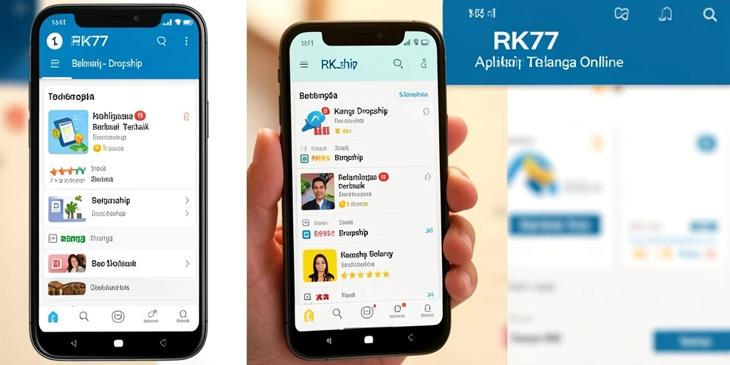 Tampilan antarmuka RK77 menampilkan berbagai produk dengan navigasi yang mudah.